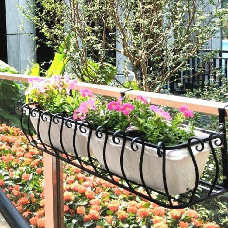 Support de pot de fleur en fer résistant aux intempéries pour balcon