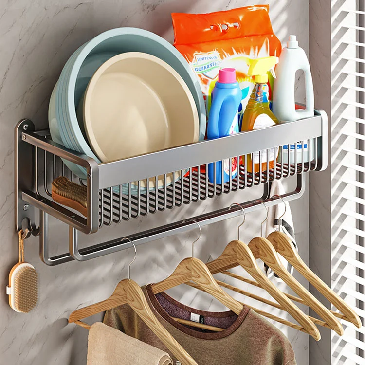 No Drill Metal Bathroom Wall Mounted Towel Rack